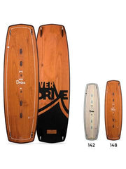 The Liquid Force Over Drive twin tip kiteboard with a low rocker, wood core as well as light wind and heavy rider performance available online through Adrenalised Boardsports.